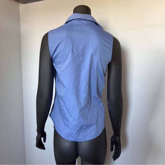 ⚪️ ☁️ Eddie Bauer Blue Fitted Button Down Shirt with Notched Collar - Picture 3 of 5